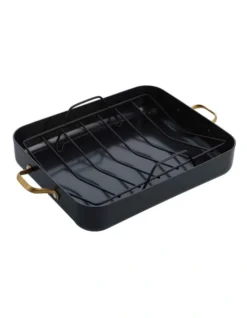 Greenpan Reserve 40.6x33cm Open Rectangular Roaster With Rack In Black