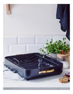 Greenpan Reserve 40.6x33cm Open Rectangular Roaster With Rack In Black -Greenpan Shop 914826250 3 720x928