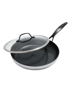 Greenpan Venice Pro Noir Covered Frypan 30cmx50mm In Stainless Steel