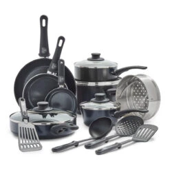 GreenLife Soft Grip <br> 16pc Cookware Sets, Black