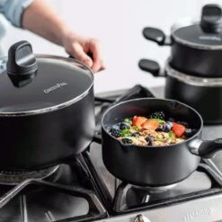 Memphis<br> 7pc Cookware Sets, Black -Greenpan Shop CC001666 001 Memphis 7pc Cookware Sets Black 5