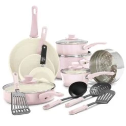 GreenLife Soft Grip<br> SOFT GRIP 16PC COOKWARE SETS, PINK