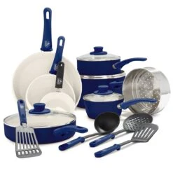 GreenLife Soft Grip<br> 16pc Cookware Set, Night Blue