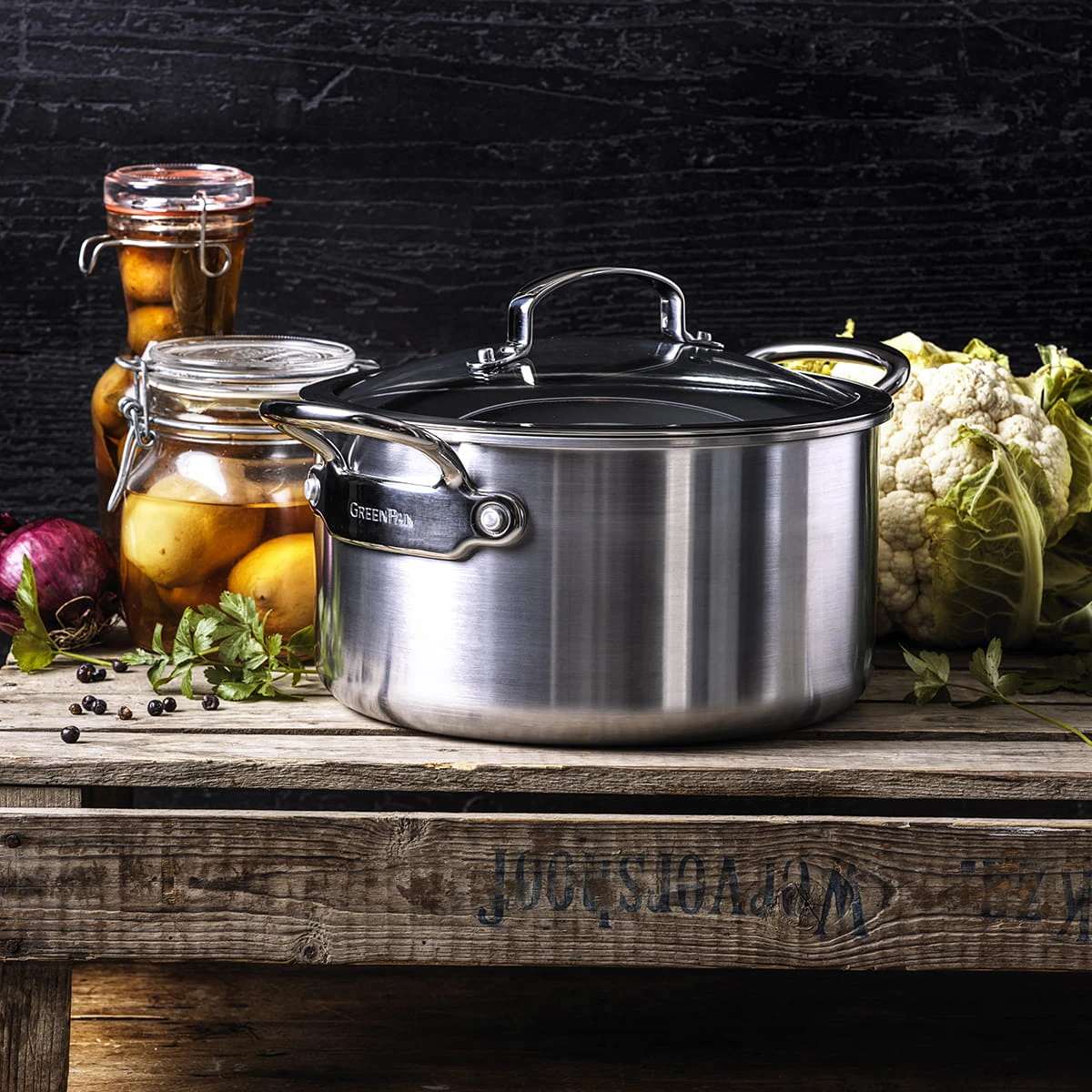 Premiere<br> Stock Pot With Lid, Stainless Steel - 24cm 4 Premiere<br> Stock Pot With Lid, Stainless Steel - 24cm - Image 2