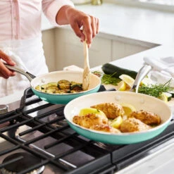 GreenLife Artisan <br> 2pc Cookware Sets, Turquoise - 20 & 26CM -Greenpan Shop CC004704 001 GreenLife ARTISAN 2PC COOKWARE SETS TURQUOISE 20 26CM 3