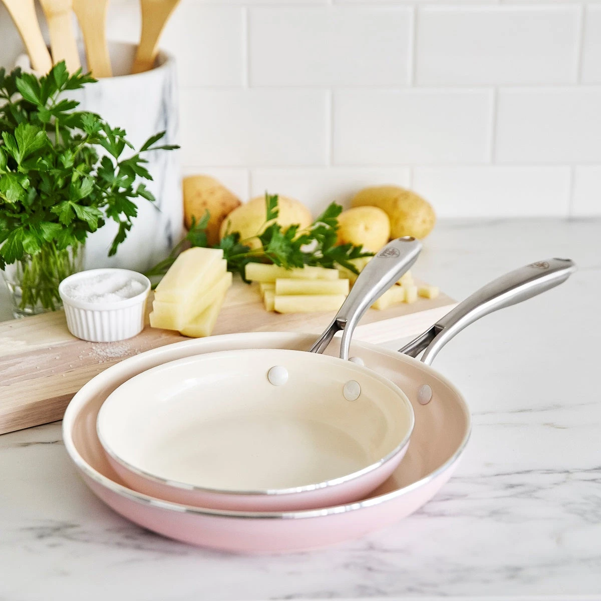 GreenLife Artisan <br> 2pc Cookware Sets, Pink - 20 & 26CM 4 GreenLife Artisan <br> 2pc Cookware Sets, Pink - 20 & 26CM - Image 2