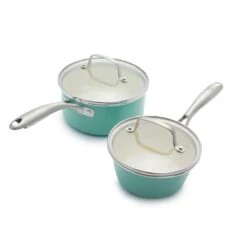 GREENLIFE ARTISAN<br>4PC COOKWARE SETS, TURQUOISE - 15 & 18CM