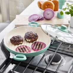 GreenLife Soft Grip<br> SOFT GRIP GRILL PAN WITH LID, TURQUOISE - 28CM -Greenpan Shop CC004872 001 GreenLife Soft Grip SOFT GRIP GRILL PAN WITH LID TURQUOISE 28CM 5 caaa2e75 02d4 4bd4 9728 082c5cb11f04