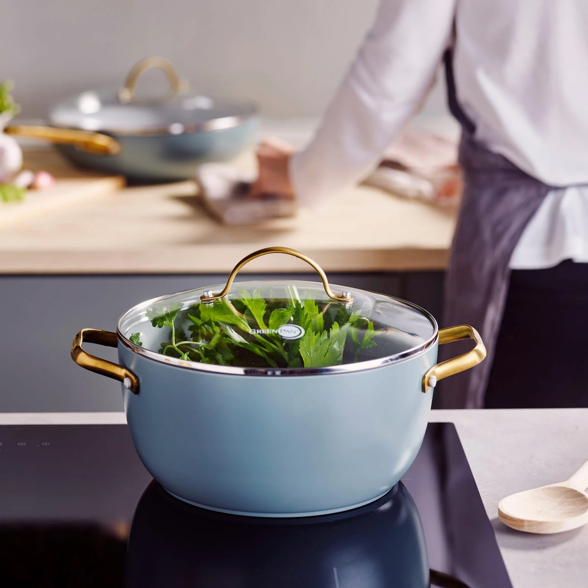 Padova<br> STOCK POT WITH LID, SMOKEY SKY BLUE - 24CM 8 Padova<br> STOCK POT WITH LID, SMOKEY SKY BLUE - 24CM - Image 6