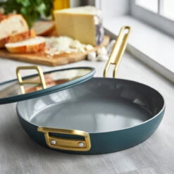 Stanley Tucci™<br> Ceramic Non-Stick 30CM Frypan With Lid | Venetian Teal -Greenpan Shop CC007794 102 Tucci Stanley Tucci Ceramic Non Stick 30cm Frypan with Lid Venetian Teal 3 e0630f25 c95b 490e aaf0 b5f6539ba447