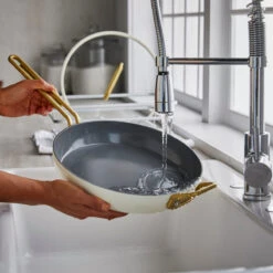 Stanley Tucci™<br> Ceramic Non-Stick 30CM Frypan With Lid | Carrara White -Greenpan Shop CC007802 102 Tucci Stanley Tucci Ceramic Non Stick 30cm Frypan with Lid Carrara White 6 91108a0e d2ae 4cdb 9827 8c441ecb7247