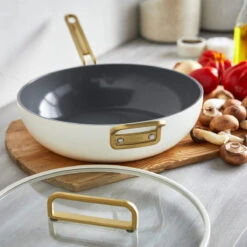 Stanley Tucci™<br> Ceramic Non-Stick 33cm Essential Stanley Pan | Carrara White -Greenpan Shop CC007803 102 Tucci Stanley Tucci Ceramic Non Stick 33cm Essential Stanley Pan Carrara White 3 b79aff1b 5443 4590 acaa 6d97ae24caca