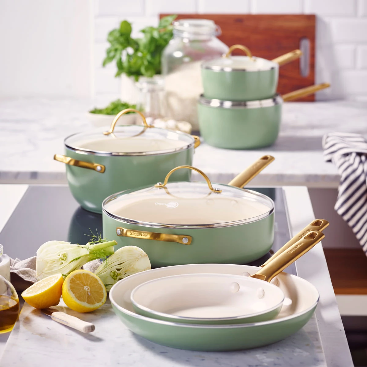 Padova<br> 10pc Cookware Sets, Green Sage 5 Padova<br> 10pc Cookware Sets, Green Sage - Image 3