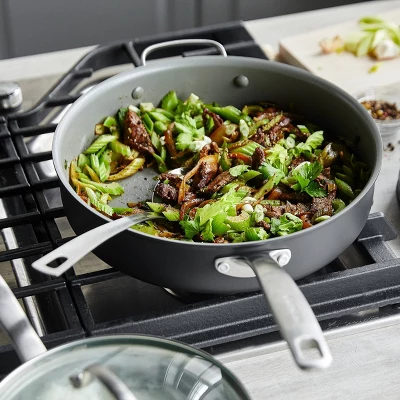 GreenPan Chatham Ceramic Non-Stick Covered Helper Handle Skillet 5qt Gray 4 GreenPan Chatham Ceramic Non-Stick Covered Helper Handle Skillet 5qt Gray - Image 2